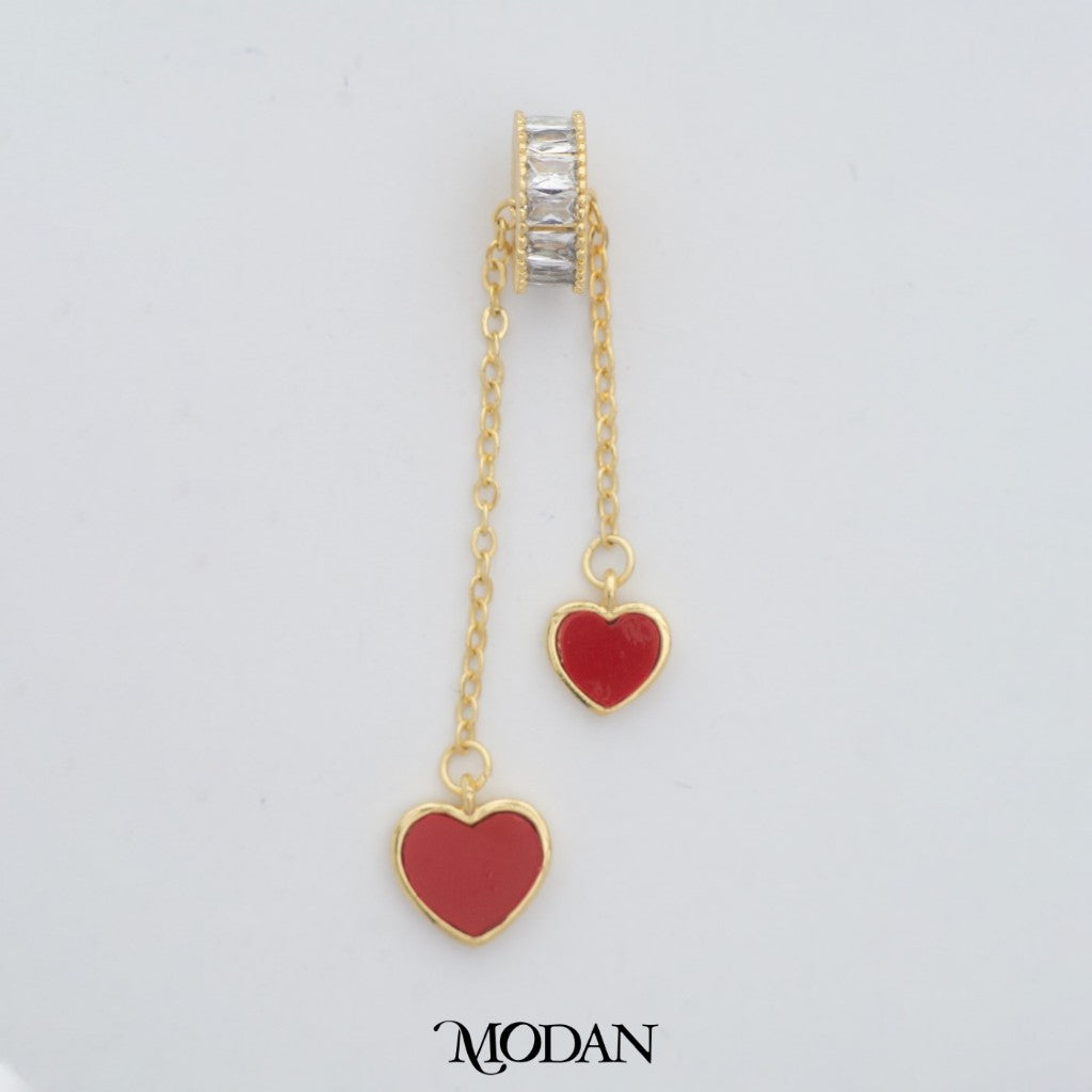 Double Red White Heart Love Pendant DIY Pendant Liontin Hati Cinta Hypoallergenic Gold Filled