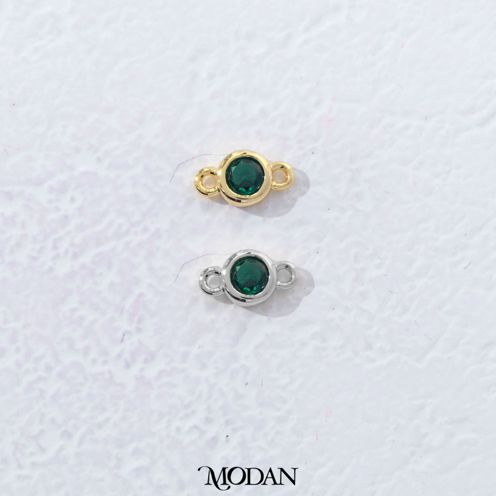 Colorful Mini Round Birthstone DIY Connector Liontin Bulan Lahir Warna-Warni Hypoallergenic Gold Filled