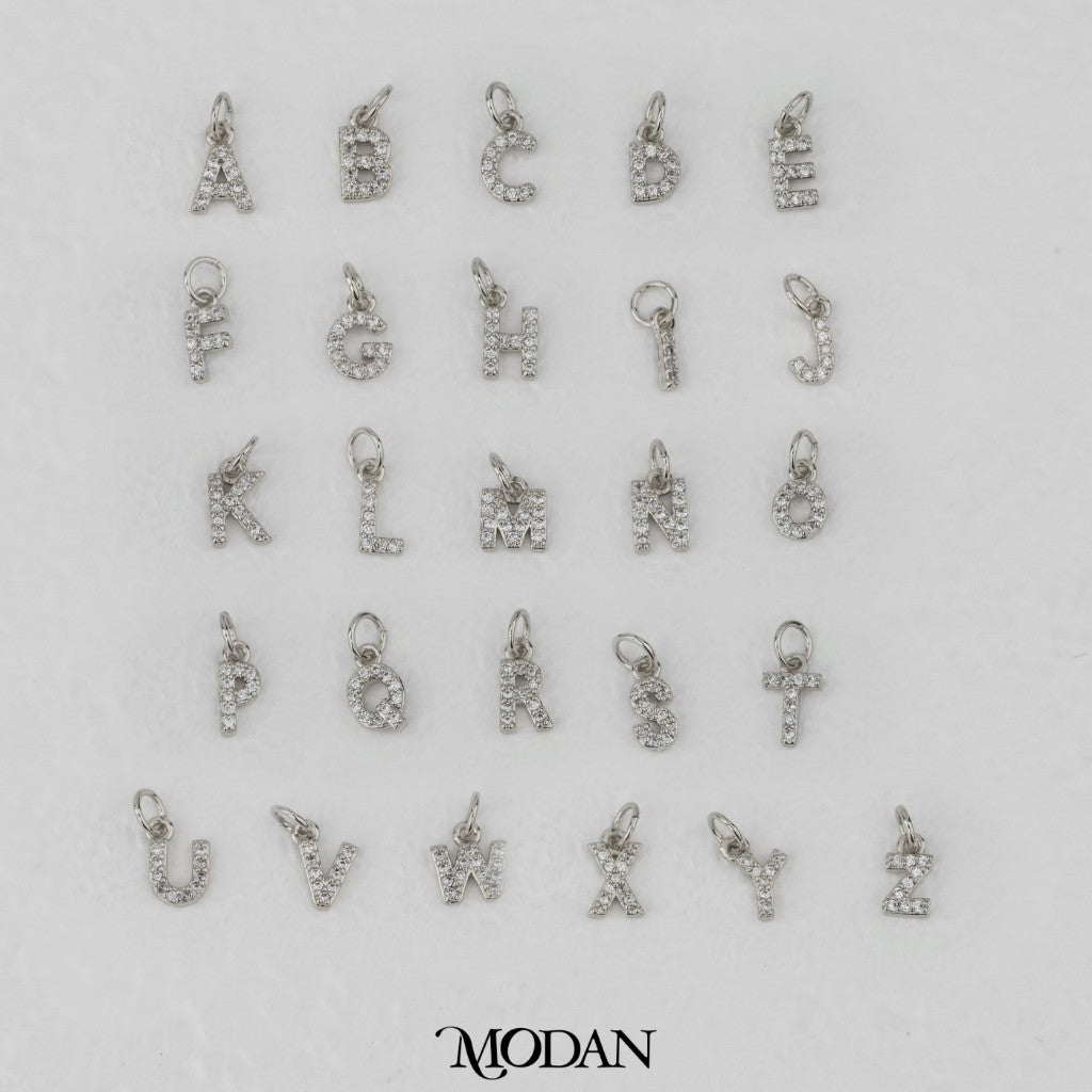 Tiny Micro Paved Initial Name Alphabet Charm DIY Charm Liontin Kalung Gelang Huruf Abjad Berlian Pasir Hypoallergenic Gold Filled
