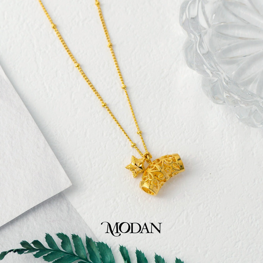 Vintage Star Dangle Pendant DIY Liontin Bandul Tradisional Gantung Bintang Hypoallergenic Gold Plated