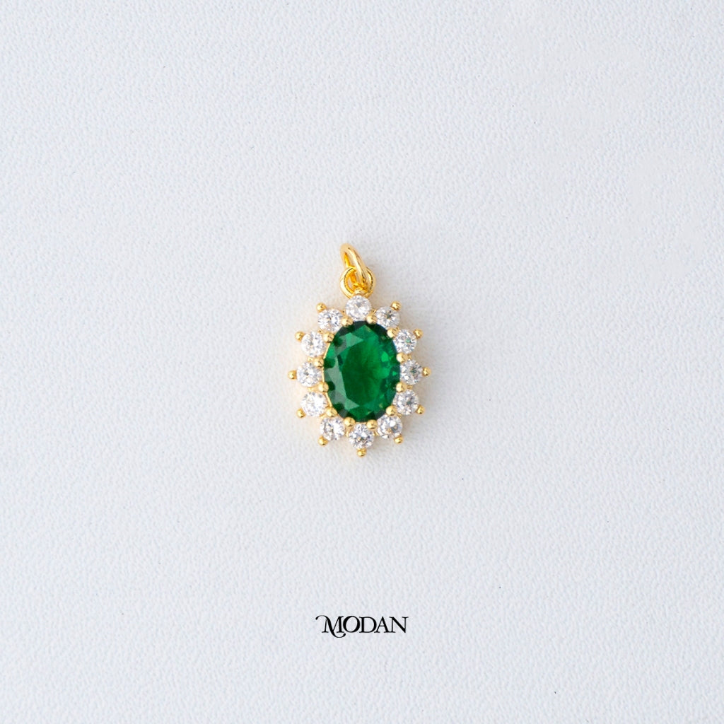 Emerald Green Pendant DIY Pendant Liontin Bulat Hijau Hypoallergenic Gold Plated