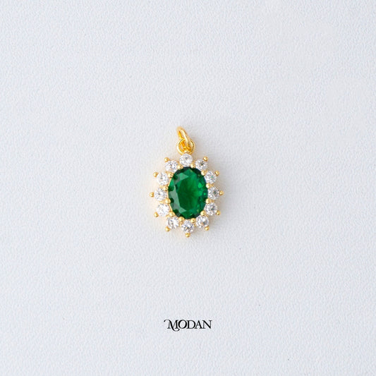 Emerald Green Pendant DIY Pendant Liontin Bulat Hijau Hypoallergenic Gold Plated