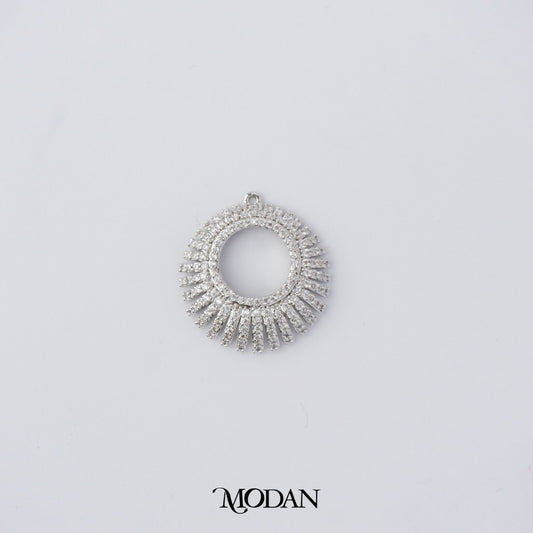 Open Back Micro Paved Round Pendant DIY Pendant Liontin Bulat Klasik Hypoallergenic Gold Plated