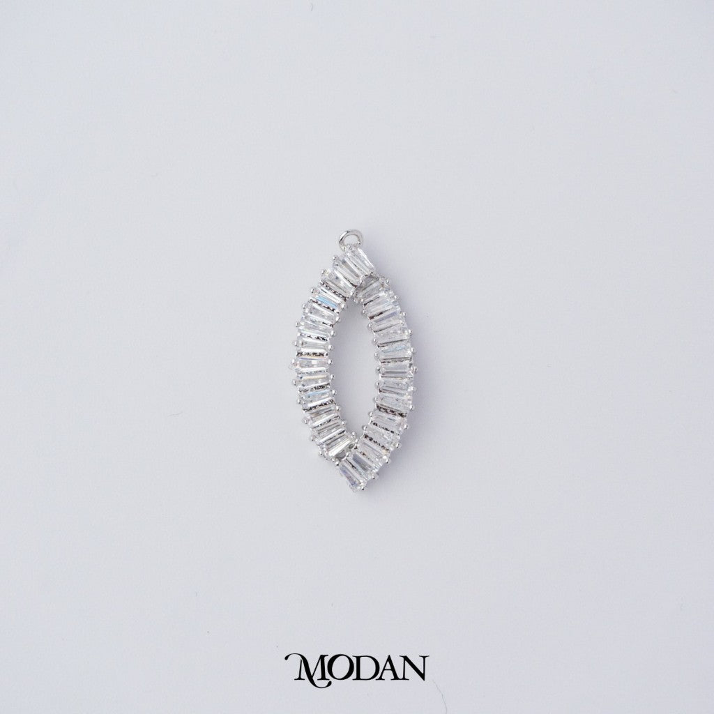 Sparkling Baguette Leaf Shaped Pendant DIY Liontin Bandul Daun Berlian Hypoallergenic Gold Plated