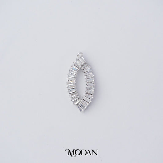 Sparkling Baguette Leaf Shaped Pendant DIY Liontin Bandul Daun Berlian Hypoallergenic Gold Plated