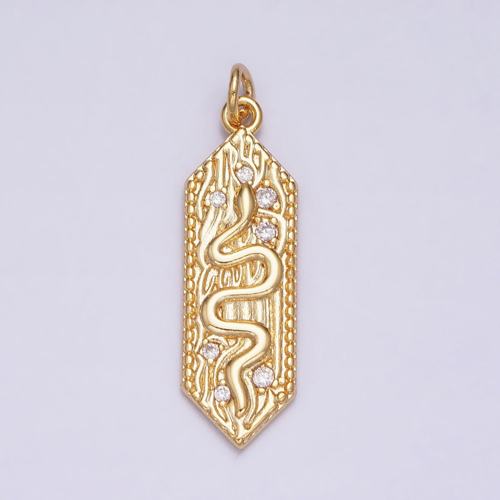 Snake Textured Hexagon Charm DIY Charm Liontin Ular Tekstur Hexagonal Hypoallergenic Gold Filled