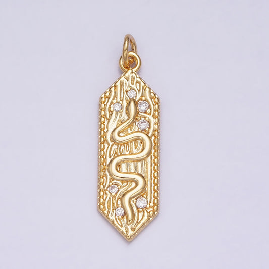Snake Textured Hexagon Charm DIY Charm Liontin Ular Tekstur Hexagonal Hypoallergenic Gold Filled