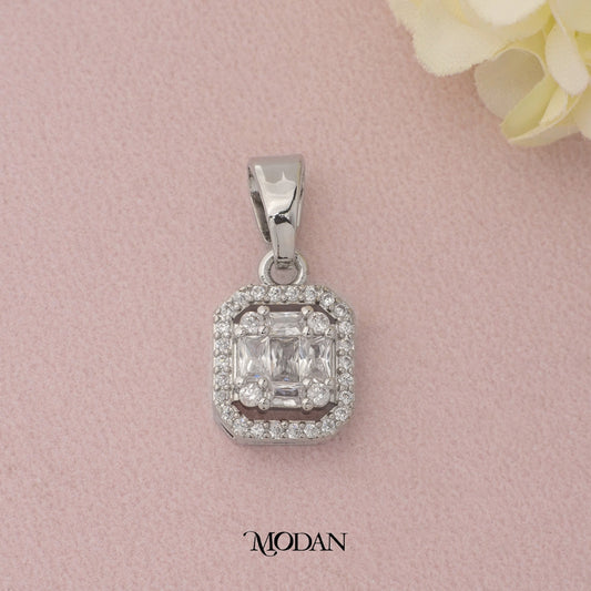 Baguette Cut Cluster Square Shaped Pendant DIY Pendant Liontin Pesta Persegi Hypoallergenic Gold Plated