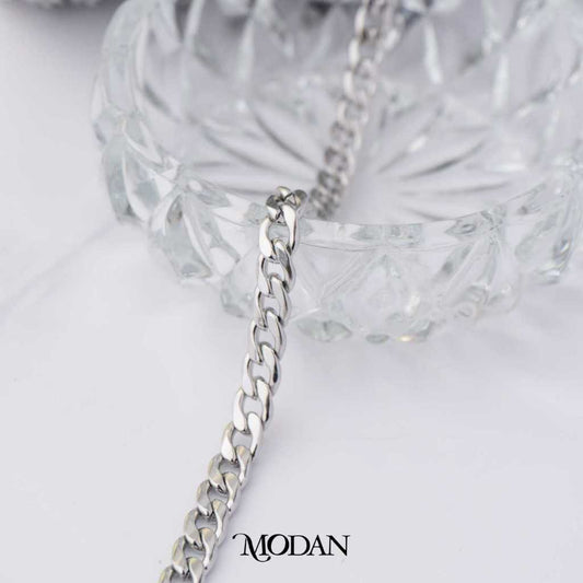 (6mm) Flat Curb Chain Unfinished DIY Chain Rantai Kalung Gelang Polos Meteran Hypoallergenic Stainless Steel