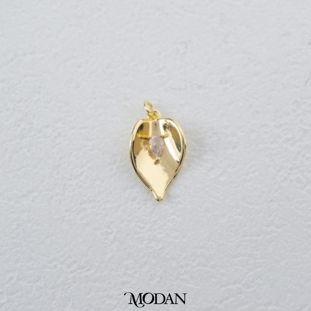 Plain Leaf Shaped Pendant DIY Pendant Liontin Daun Hypoallergenic Gold Filled