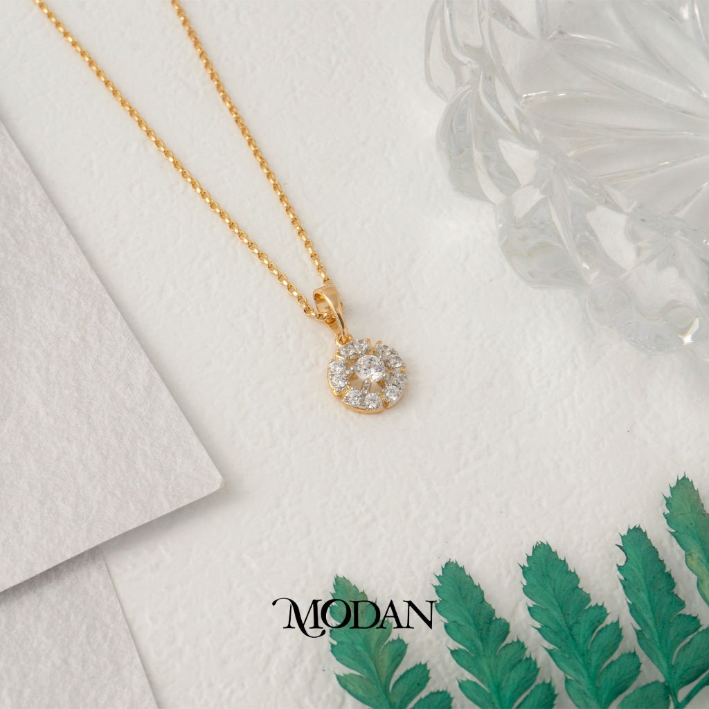 Mini Micro Paved Circle Pendant DIY Liontin Pesta Lingkaran Hypoallergenic Gold Plated