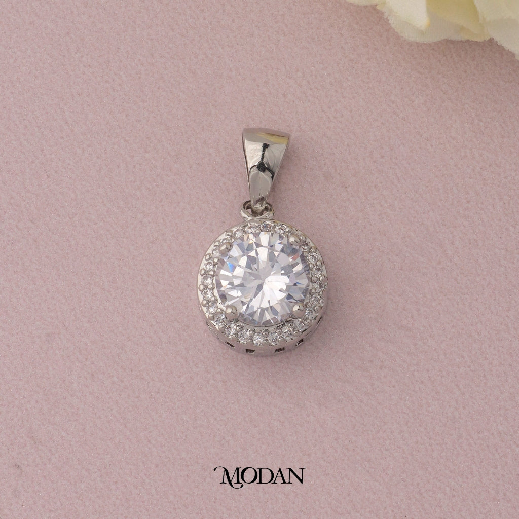 21mm Round Bezel Sparkling Pendant DIY Pendant Liontin Pesta Mata Satu Hypoallergenic Gold Plated