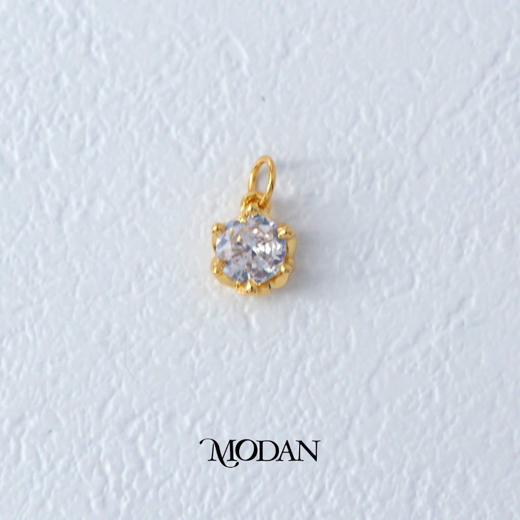 Mini Solitaire Charm DIY Charm Liontin Berlian Bulat Kecil Hypoallergenic Gold Filled