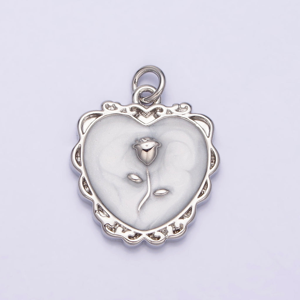 Enamel Rose Flower Love Charm DIY Charm Liontin Bunga Mawar Hati Hypoallergenic Gold Filled
