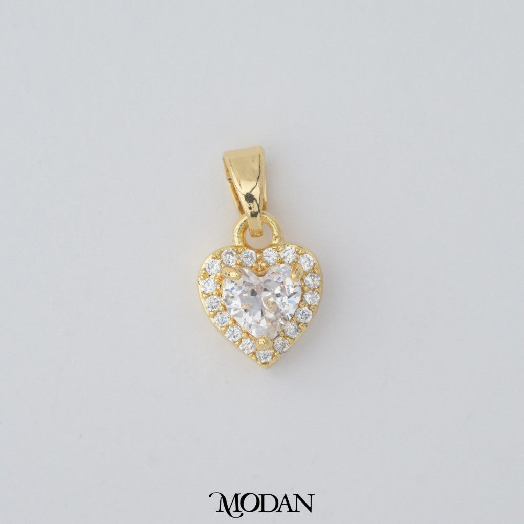 Pink and Clear Heart Pendant DIY Pendant Liontin Hati Hypoallergenic Gold Filled