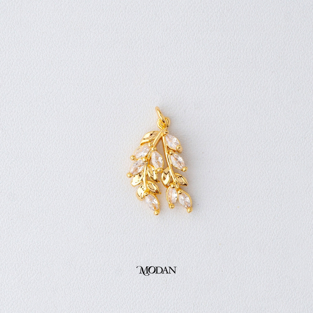 Elegant Marquise Leaf Pendant DIY Liontin Daun Pesta Hypoallergenic Gold Plated