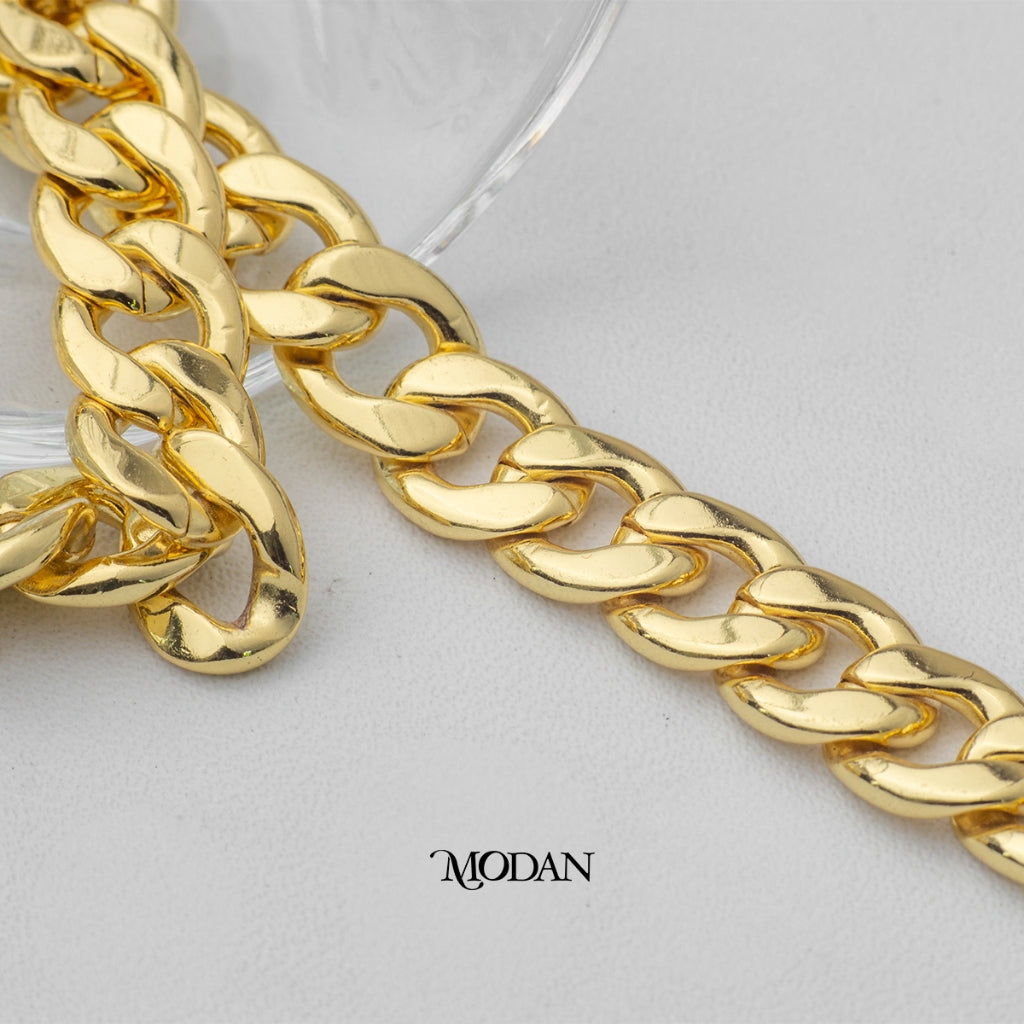 (8mm) Flat Curb Unfinished DIY Chain Rantai Sisik Naga Kalung Gelang Polos Meteran Hypoallergenic Gold Filled