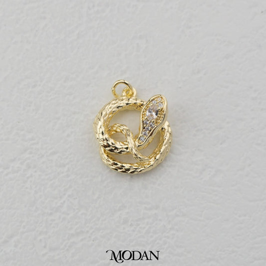 Textured Round Snake DIY Charm Liontin Ular Tekstur Hypoallergenic Gold Filled