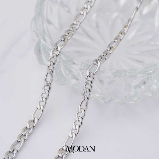 Titanium Plain Figaro Chain Unfinished DIY Chain Rantai Kalung Gelang Polos Meteran Hypoallergenic Stainless Steel