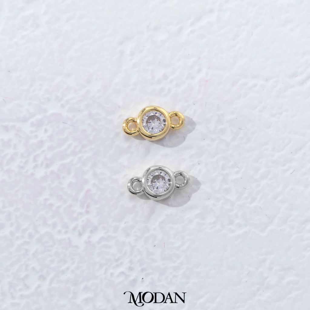 Colorful Mini Round Birthstone DIY Connector Liontin Bulan Lahir Warna-Warni Hypoallergenic Gold Filled