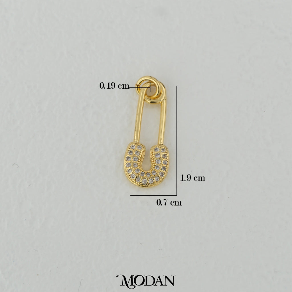 Micro Paved Safety Pins Charm DIY Charm Liontin Peniti Berlian Pasir Hypoallergenic Gold Filled
