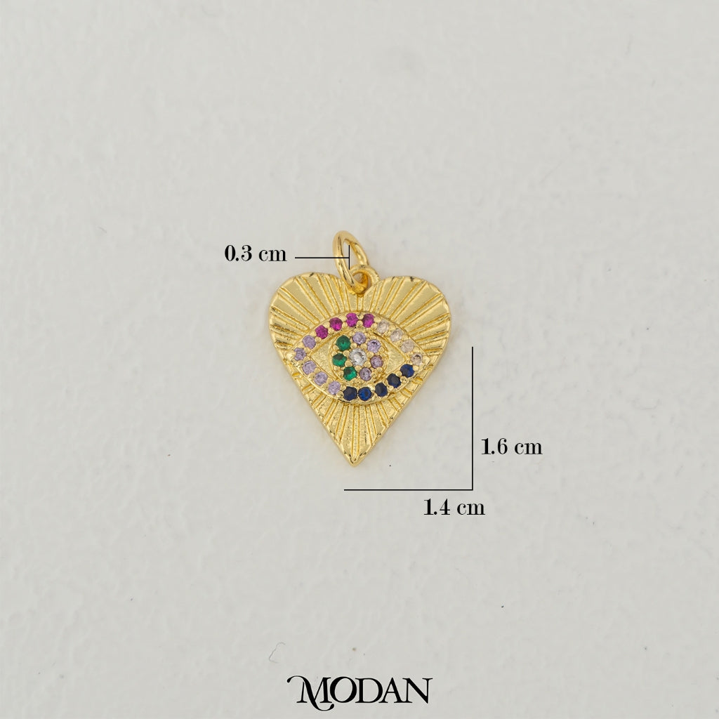 Rainbow Love Evil Eye Charm DIY Charm Liontin Mata Iblis Pelangi Hypoallergenic Gold Filled