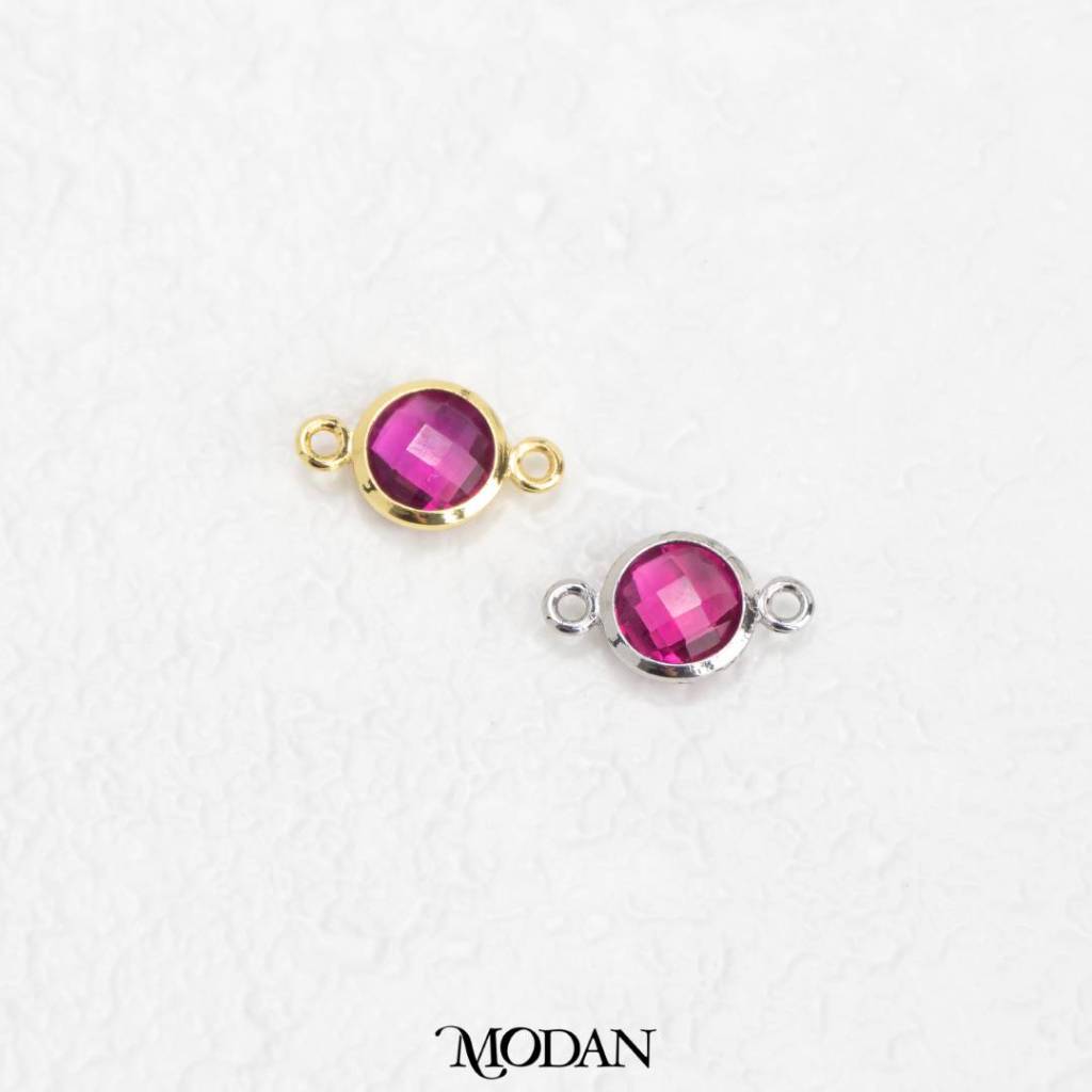 Colorful Faceted Birthstone DIY Connector Liontin Bulan Lahir Warna-Warni Hypoallergenic Gold Filled