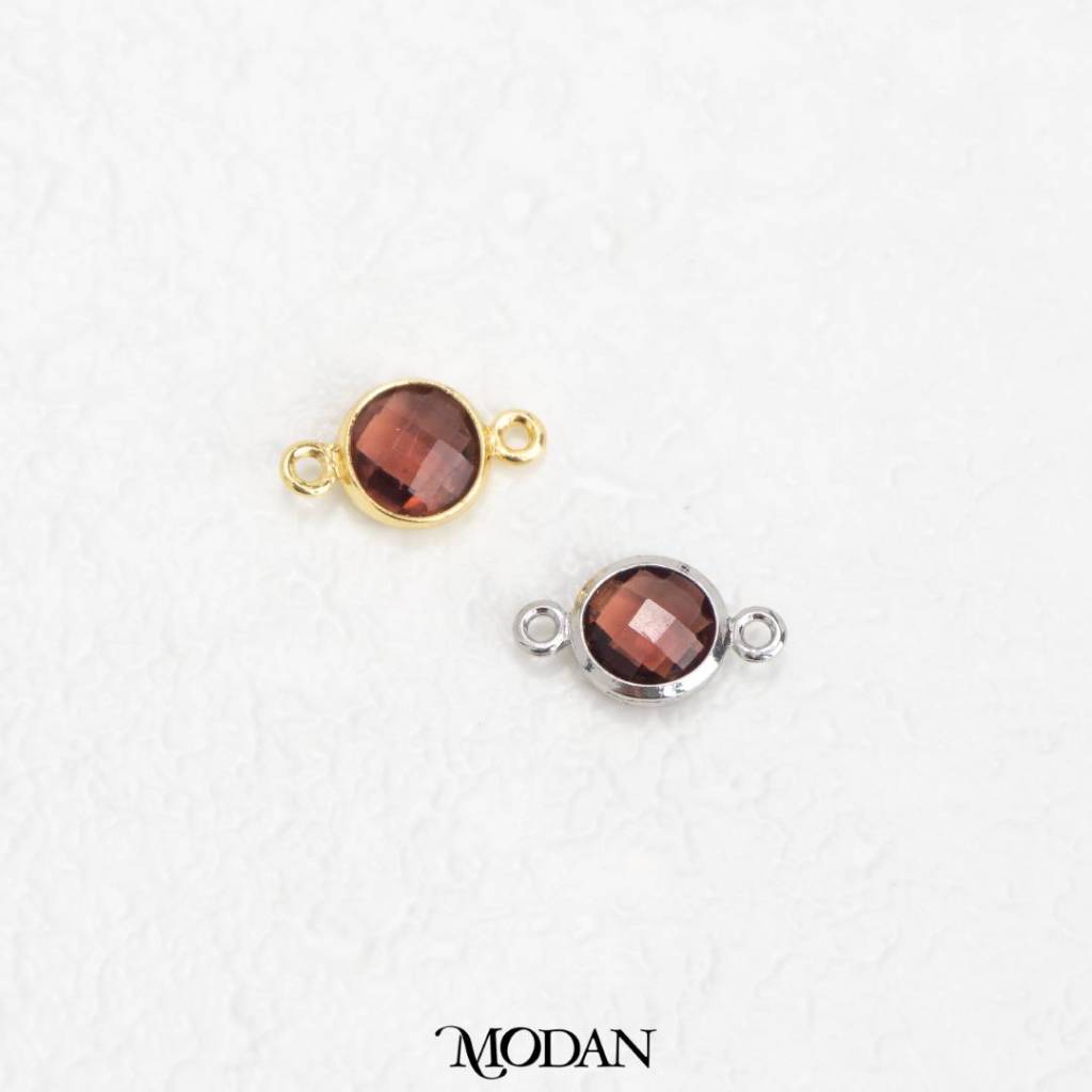 Colorful Faceted Birthstone DIY Connector Liontin Bulan Lahir Warna-Warni Hypoallergenic Gold Filled