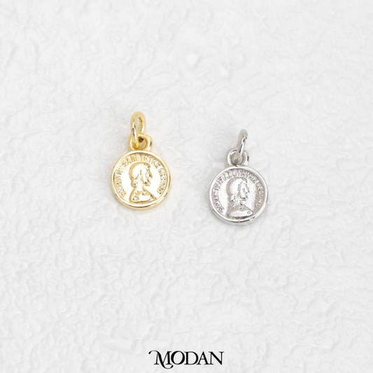 Mini Coin Face Round Charm DIY Charm Liontin Koin Kecil Hypoallergenic Gold Filled