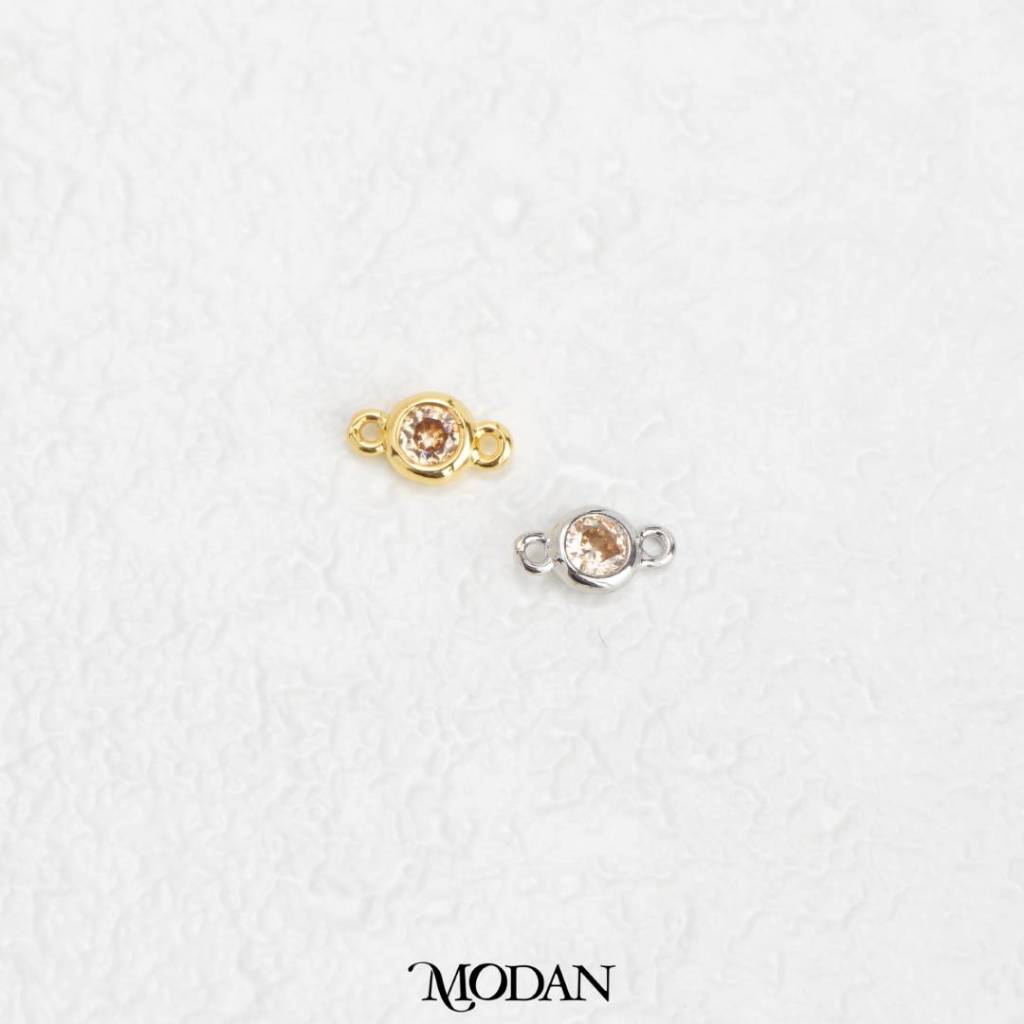 Colorful Mini Round Birthstone DIY Connector Liontin Bulan Lahir Warna-Warni Hypoallergenic Gold Filled