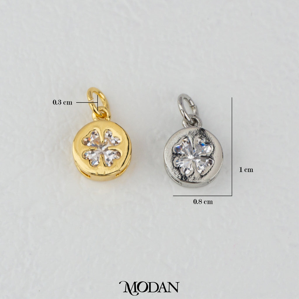 Circle Lucky Clover Good Luck Charm DIY Charm Liontin Bulat Daun Semanggi Hypoallergenic Gold Filled