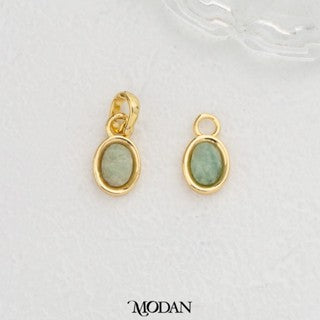 Gold Oval Colorful Natural Gemstones Charm DIY Charm Liontin Batuan Alam Oval Warna-Warni Hypoallergenic Gold Filled
