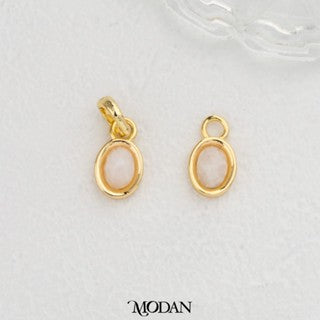 Gold Oval Colorful Natural Gemstones Charm DIY Charm Liontin Batuan Alam Oval Warna-Warni Hypoallergenic Gold Filled
