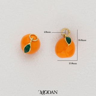 Orange Tropical Fruit Enamel DIY Charm Liontin Buah Jeruk Hypoallergenic Gold Filled
