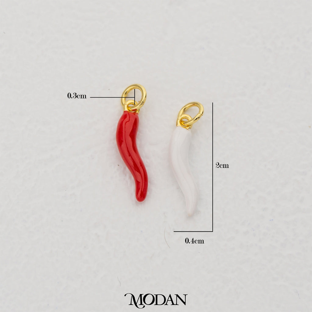 Red and White Enamel Chili Charm DIY Charm Liontin Cabai Hypoallergenic Gold Filled