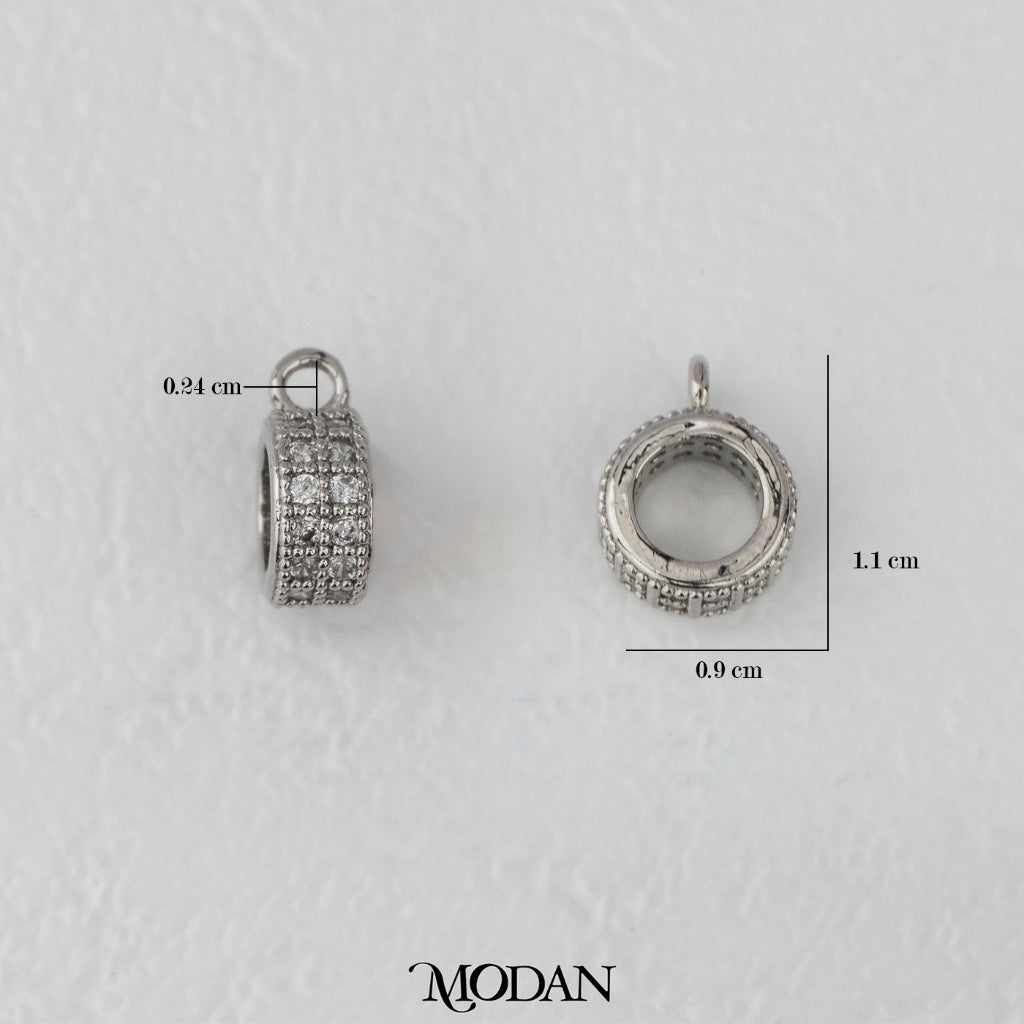 Geometric Round Sparkling Zirconia Charm DIY Charm Liontin Bulat Hypoallergenic Gold Filled