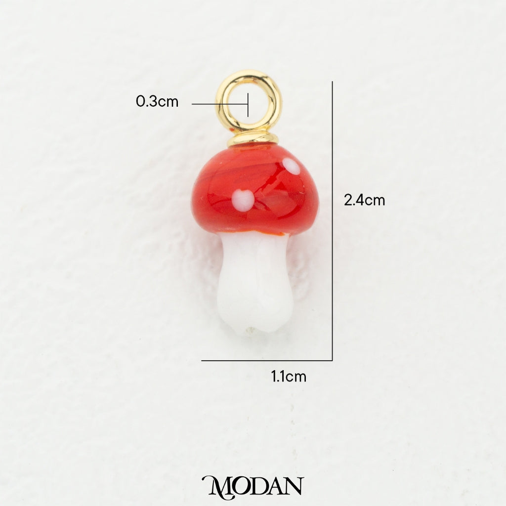 Red Mushroom With White Dot Enamel DIY Pendant Liontin Jamur Hypoallergenic Gold Filled