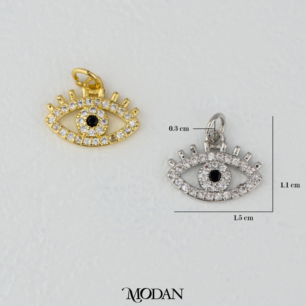 Sparkling Micro Paved Evil Eye Charm DIY Charm Liontin Mata Iblis Berlian Pasir Hypoallergenic Gold Filled