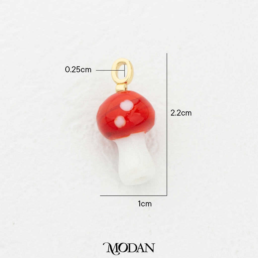 Red Mushroom Enamel DIY Pendant Liontin Jamur Hypoallergenic Gold Filled