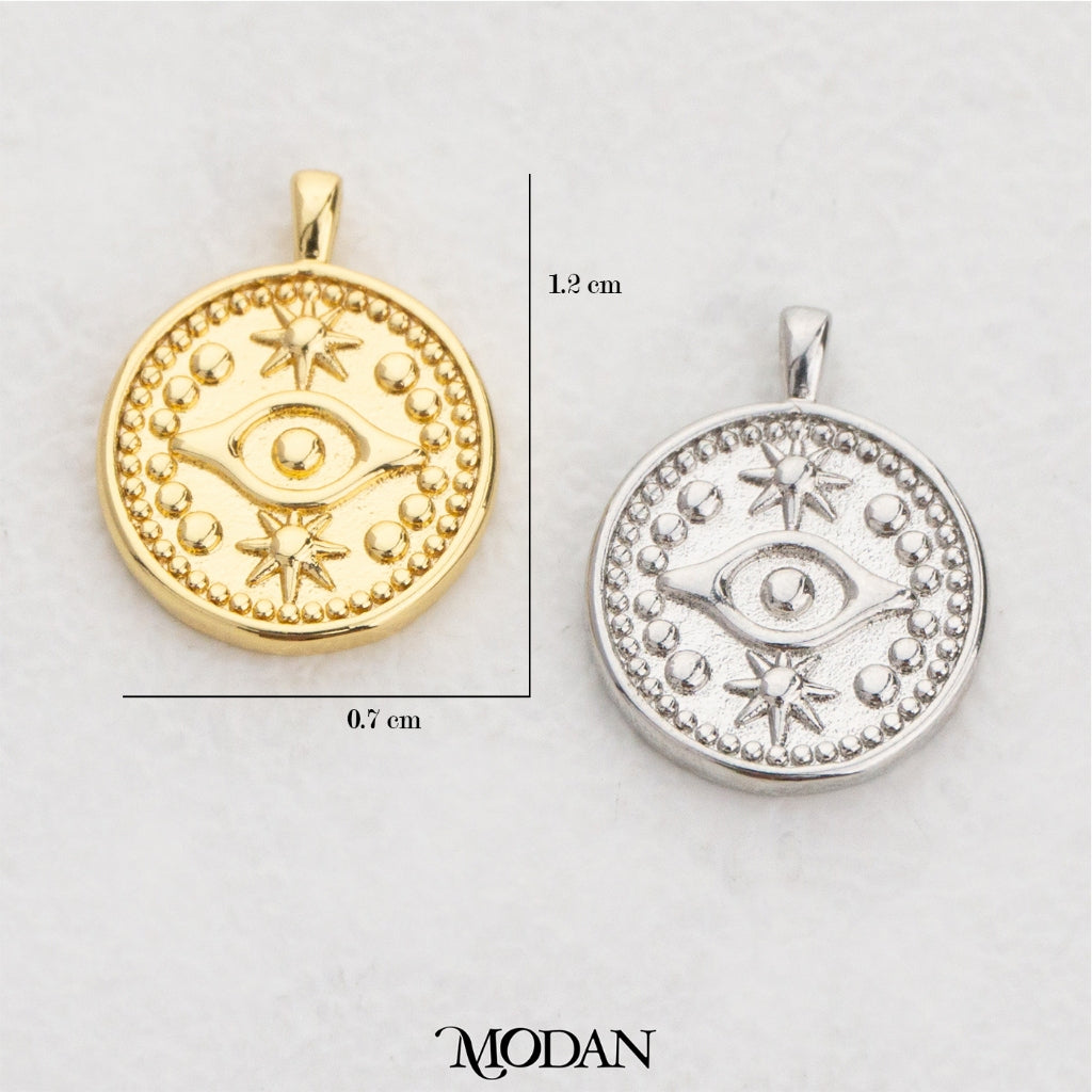 Medallion Tag Evil Eye DIY Pendant Mata Iblis Hypoallergenic Gold Filled