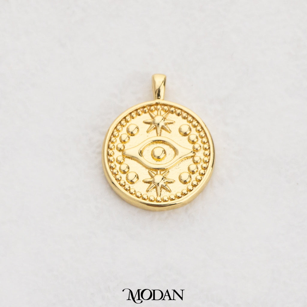 Medallion Tag Evil Eye DIY Pendant Mata Iblis Hypoallergenic Gold Filled
