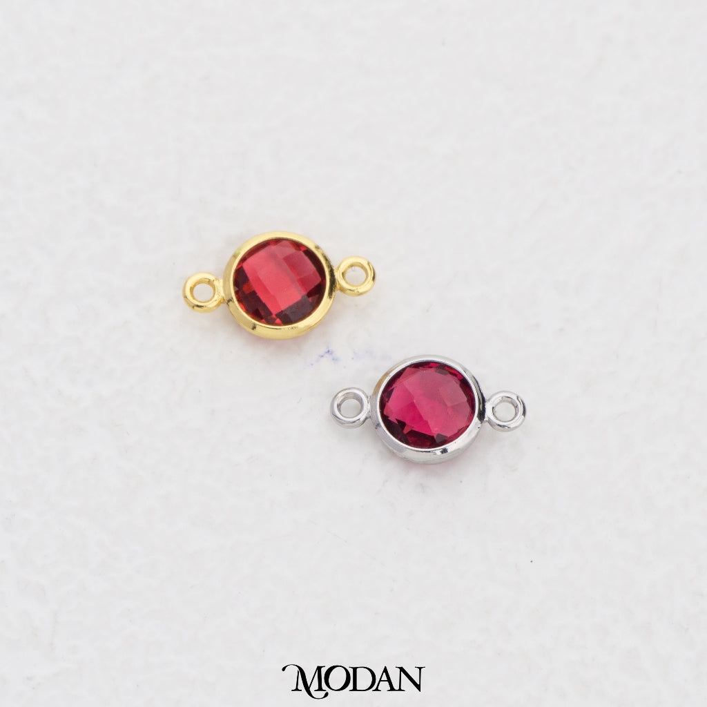 Colorful Faceted Birthstone DIY Connector Liontin Bulan Lahir Warna-Warni Hypoallergenic Gold Filled