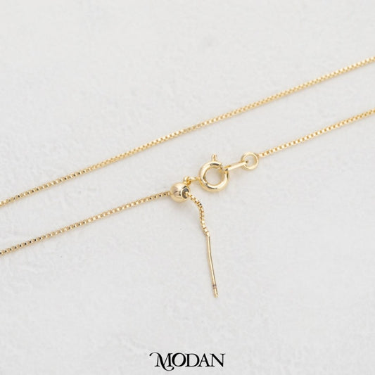 45cm Adjustable Dainty Box Chain Necklace Rantai Kalung Serut Tusuk Hypoallergenic Gold Filled