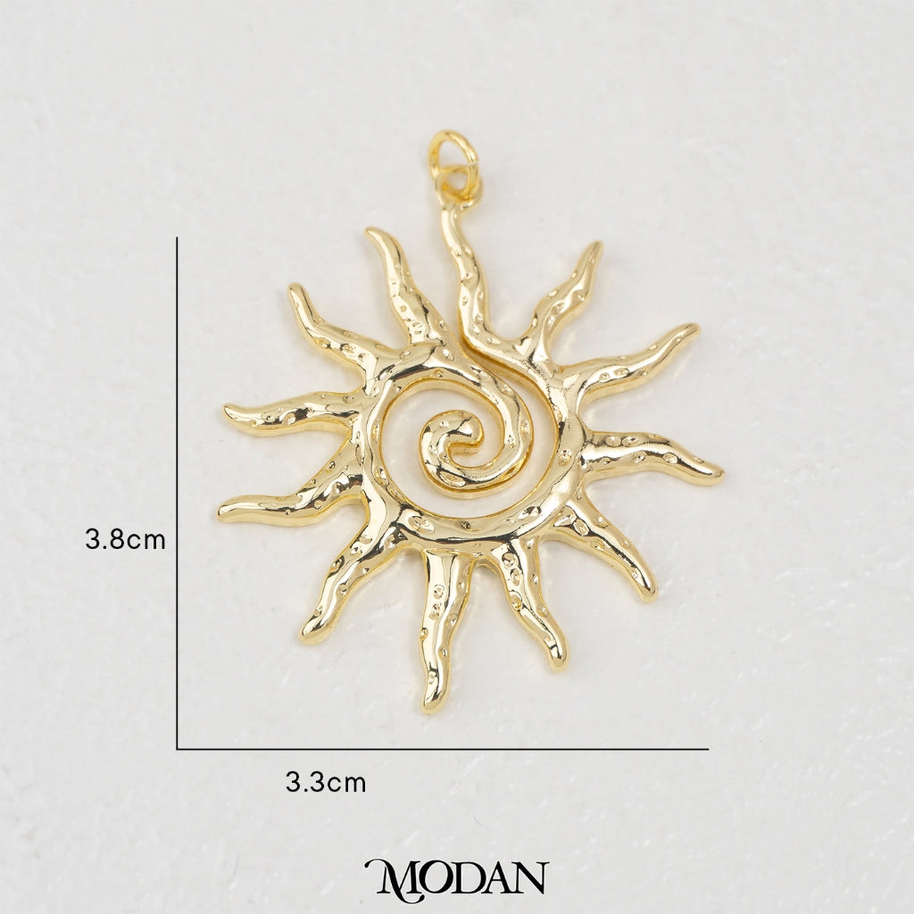 Spiral Sunburst Pendant DIY Pendant Liontin Matahari Hypoallergenic Gold Filled