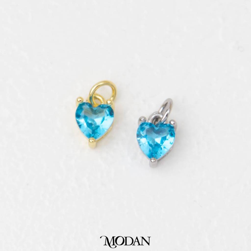 Colorful Sparkling Zirconia Love Heart DIY Charm Liontin Hati Kilau Warna Warni Hypoallergenic Gold Filled
