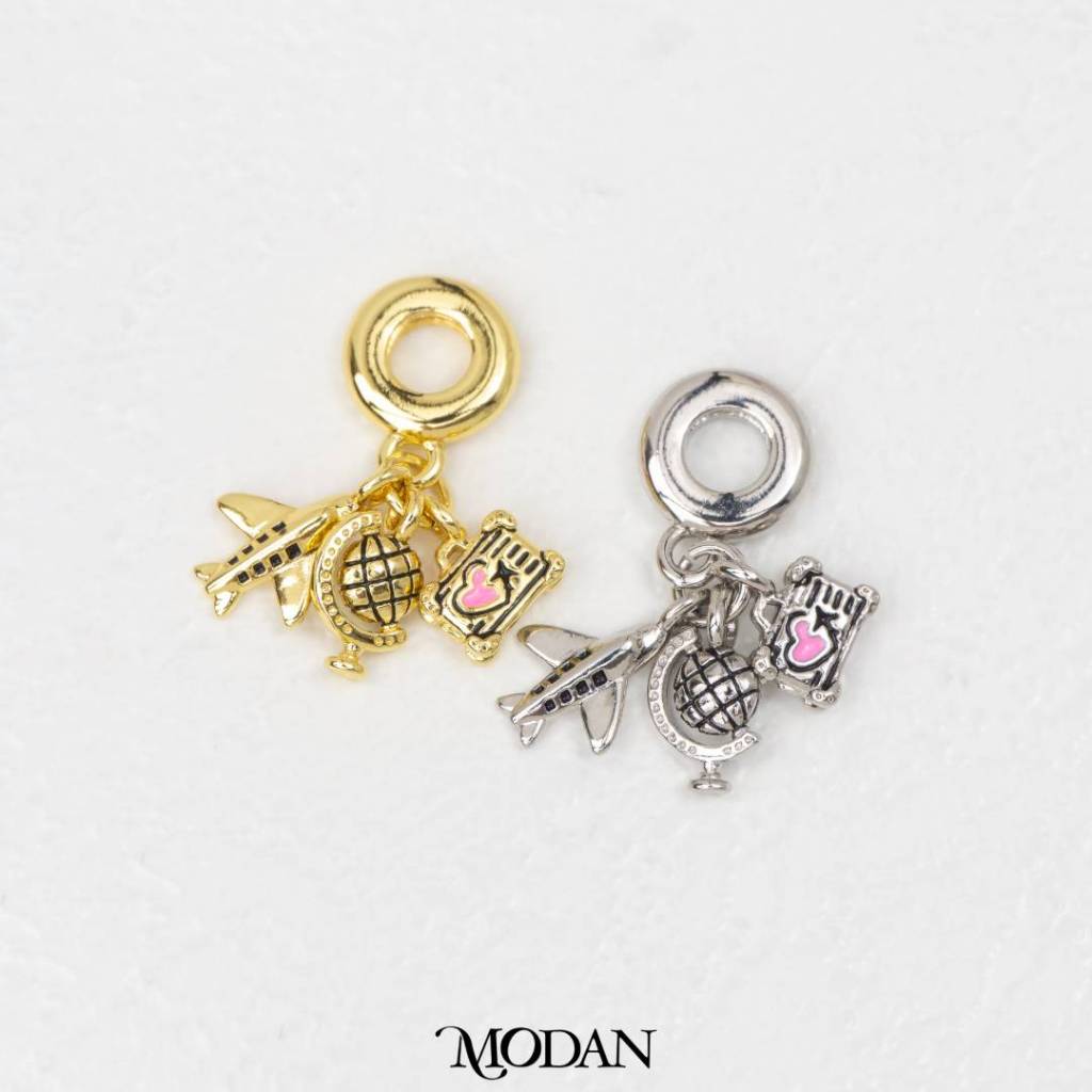 Airplane Globe Travel DIY Pendant Liontin Travel Hypoallergenic Gold Filled