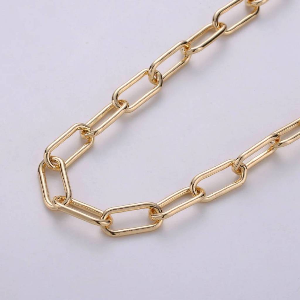 Paper Clip Cable Chain Unfinished DIY Chain Rantai Kalung Gelang Meteran Hypoallergenic Gold Plated