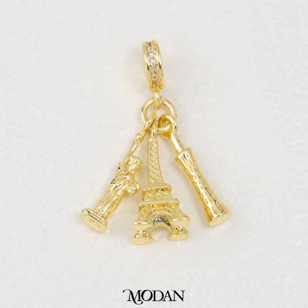 Iconic Landmark Town City DIY Pendant Liontin Bandul Kalung Menara Kota Hypoallergenic Gold Filled