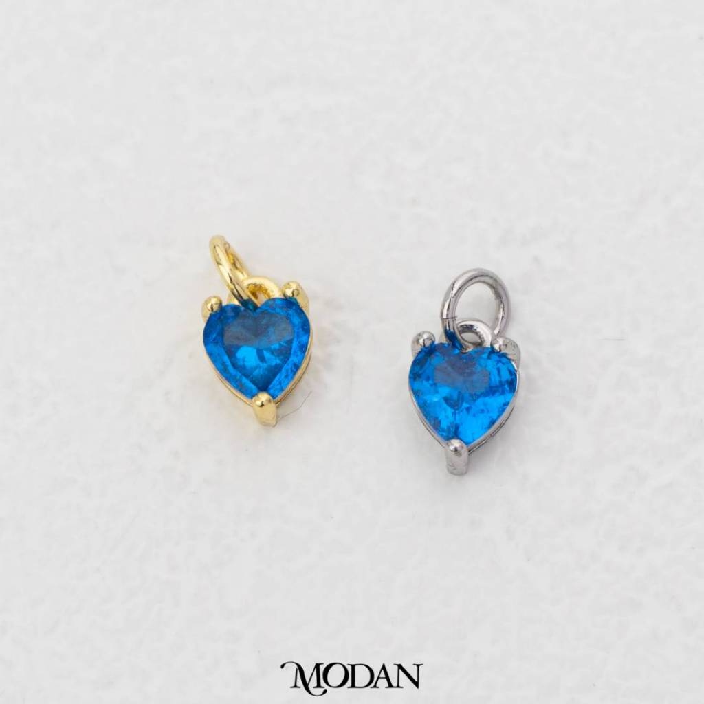 Colorful Sparkling Zirconia Love Heart DIY Charm Liontin Hati Kilau Warna Warni Hypoallergenic Gold Filled