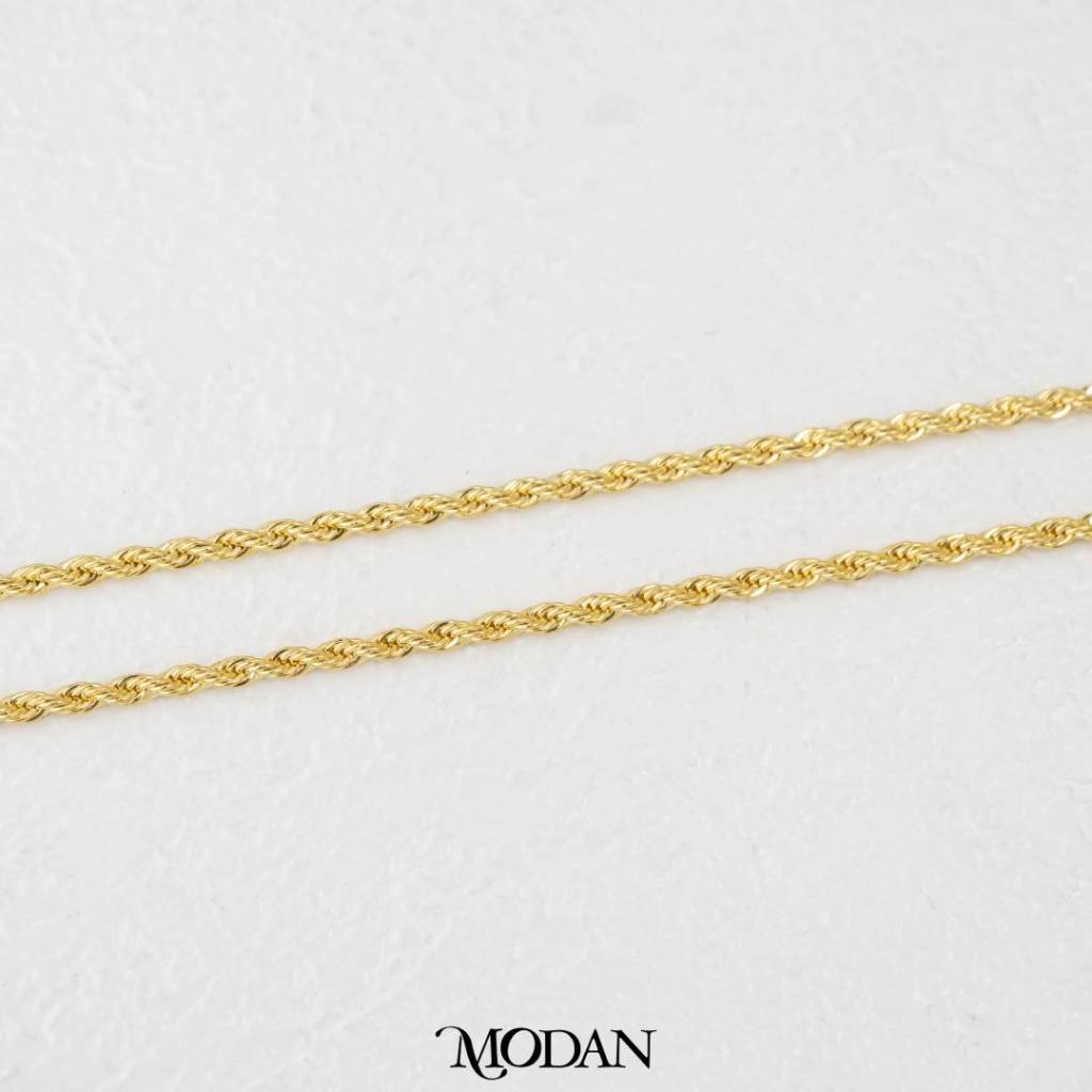 (2.8mm) Gold Rope Chain Unisex 46cm Rantai Kalung Ulir Hypoallergenic Gold Filled
